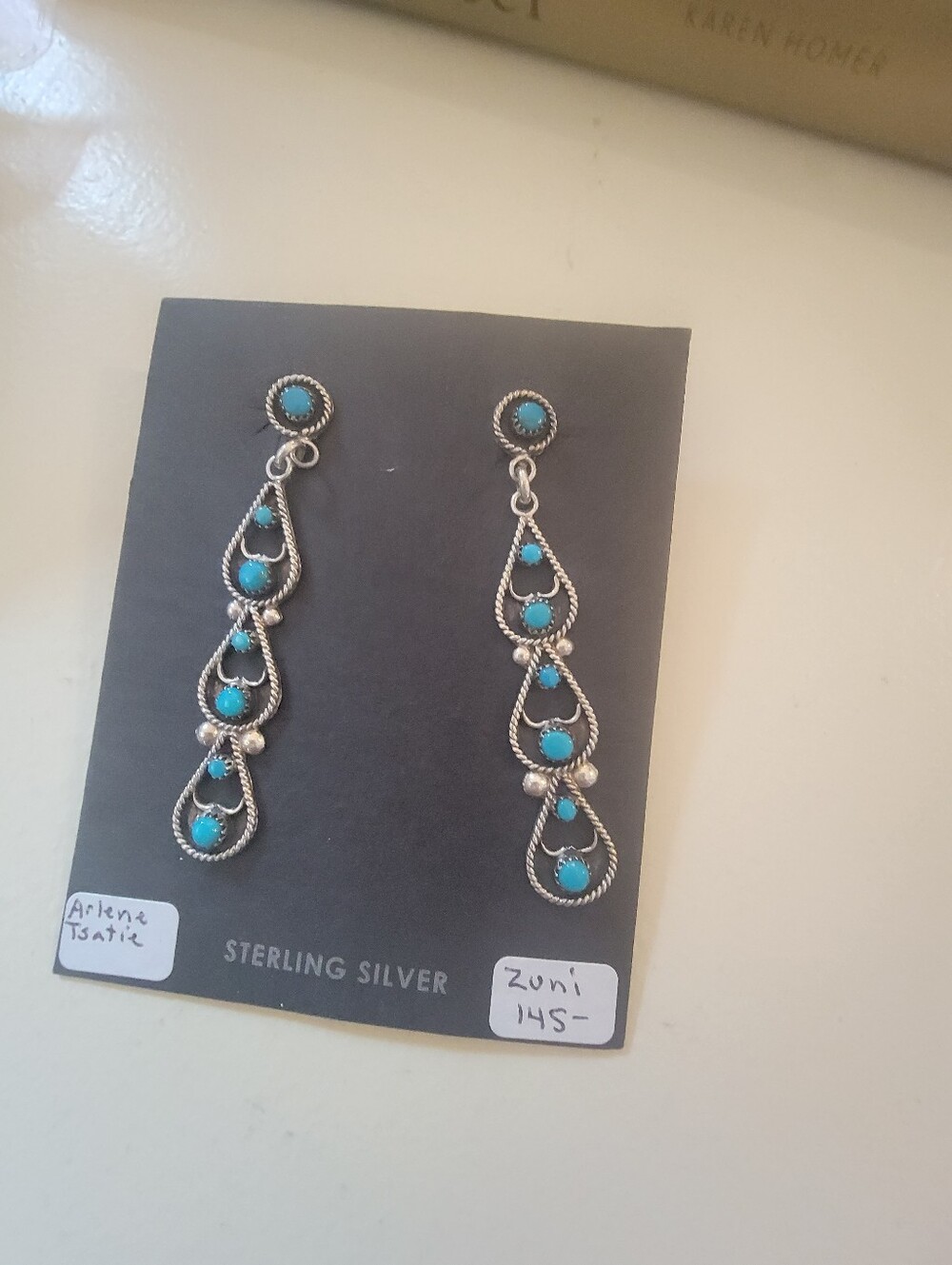 Zuni Native American Sterling Silver Sleeping Beauty Turquoise  Earrings